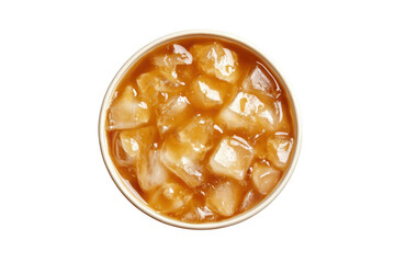 Iced tea drink with ice cubes in a cup top view refreshment beverage cold summer thirst quencher isolated on transparent background