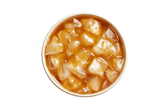 Iced tea drink with ice cubes in a cup top view refreshment beverage cold summer thirst quencher isolated on transparent background