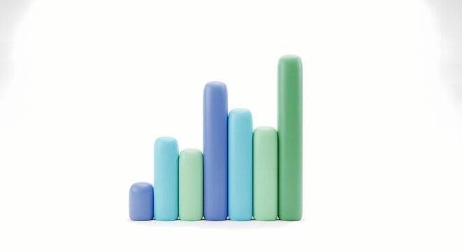 Creative data visualization using a colorful clay bar graph to illustrate economic growth, financial progress, and business analytics