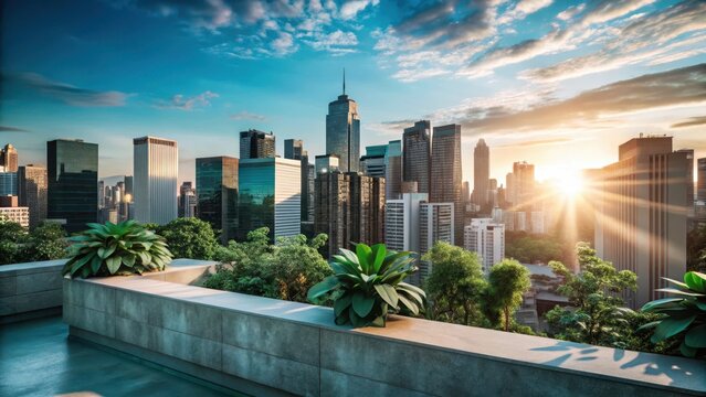 Minimalist cityscape at dawn - Powered by Adobe