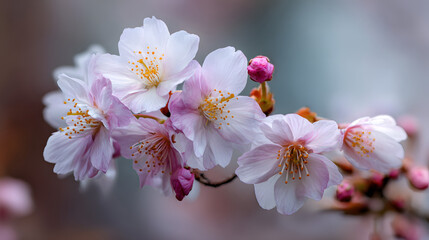 Obraz premium Mystical cherry blossom whispers ephemeral haiku, capturing Hanami's poetic grace, fleeting spring embrace, ethereal Japanese elegance