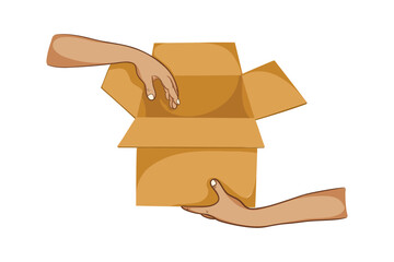 Giving and Receiving Cardboard Box  Symbol of Help and Support