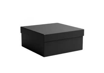 Premium dark gray gift box mockup, square cardboard container for presents and packaging, realistic style, isolated on transparent background