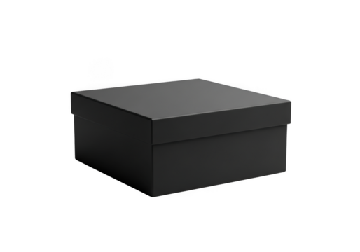 Premium dark gray gift box mockup, square cardboard container for presents and packaging, realistic style, isolated on transparent background - Powered by Adobe