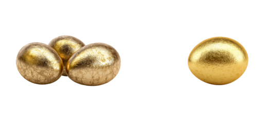 Group of golden eggs with one separate egg