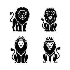 Majestic Lion Silhouette Icon Set