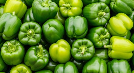 Vibrant Green Bell Peppers Piled High, Fresh Produce Healthy Eating Concept