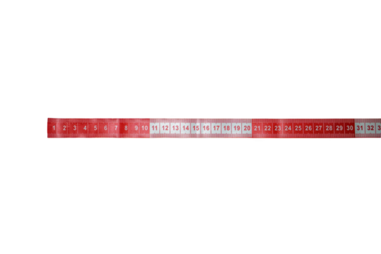 Red Measuring Ruler on Transparent Background
