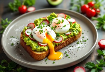 Plate of toast with eggs and radishes. Graphic, photo, vector, images, illustration, art, design, clipart, abstract, digital, tshirt, pattern, mockup, stock