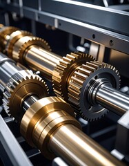 Precision Gold Gears Intermeshing in Industrial Machinery