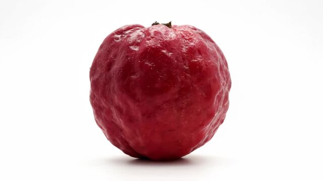 Whole Red Guava on a White Background