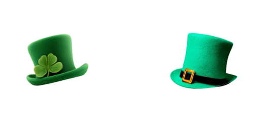 Green Leprechaun Hats with Clover and Buckle