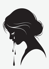 silhouette of a crying woman