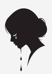 silhouette of a crying woman