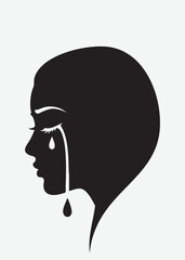 silhouette of a crying woman
