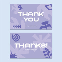 Colorful Abstract Thank You Card Vector Set, Modern Colorful Greeting Card Templates