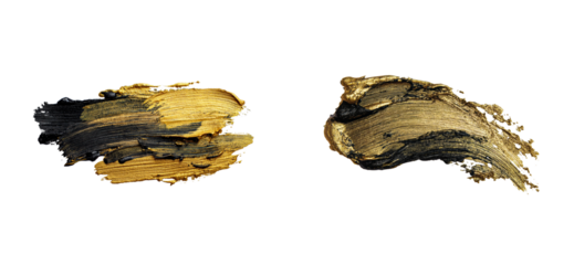 Textured paint strokes in black and gold