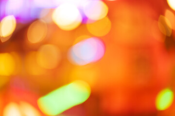 Blurred bokeh background of city lights at night