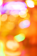 Blurred bokeh background of city lights at night