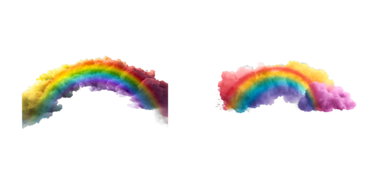 Colorful wispy clouds forming a spectrum arc