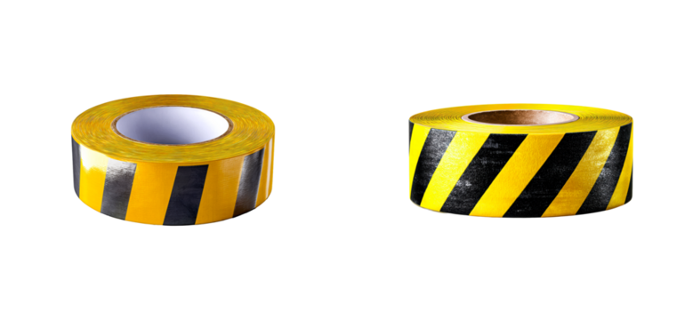 Roll of Safety Warning Tape with Yellow and Black Stripes