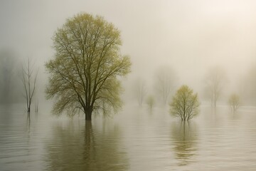 Flood Forest Water Nature Climate Change Environment Mist Landscape Reflection