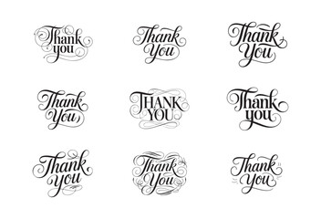 Thank You Decorative Calligraphy and Typography Design Collection – Elegant, Vintage, and Modern Vector Styles