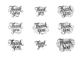 Thank You Decorative Calligraphy and Typography Design Collection – Elegant, Vintage, and Modern Vector Styles