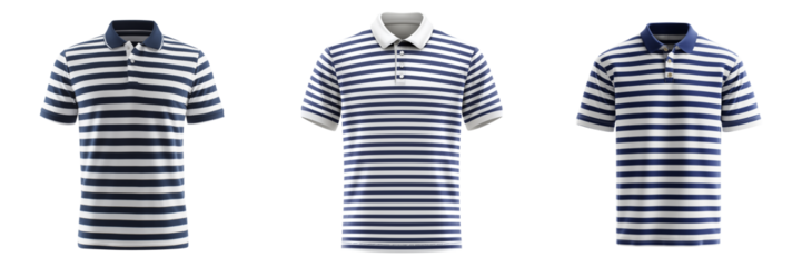 Set of Black and white striped casual shirt on transparent png background. Ai generated
