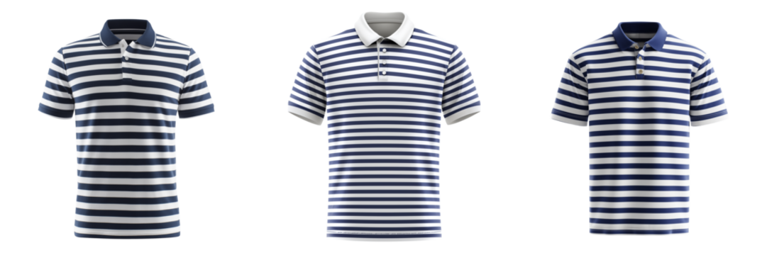 Set of Black and white striped casual shirt on transparent png background. Ai generated