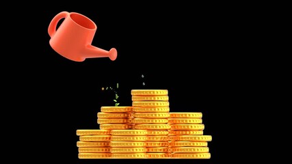 3D Money Grows | Alpha Channel