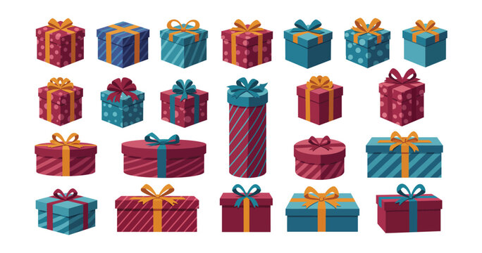 Colorful collection of diverse gift boxes, ideal for festive celebrations, holidays, and joyful special occasions