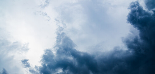 Fototapeta premium Cloud storm sky dark rain lightning thunder stormy typhoon nature light scene rainy atmosphere damage effect carbon dioxide dust air pollution 2.5 Pm, texture nature windstorm weather skyscape.