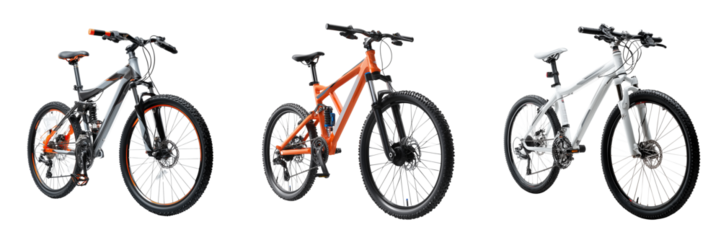 Set of Retro-inspired bicycle isolated in white studio, clear lighting, realistic product on transparent png background. Ai generated