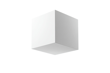 Isolated white cube, 3D perspective