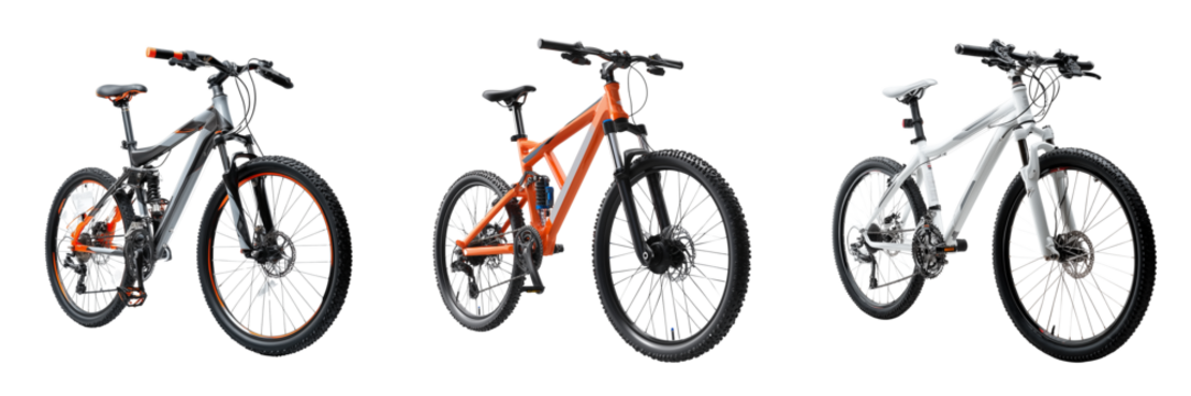 Set of Retro-inspired bicycle isolated in white studio, clear lighting, realistic product on transparent png background. Ai generated