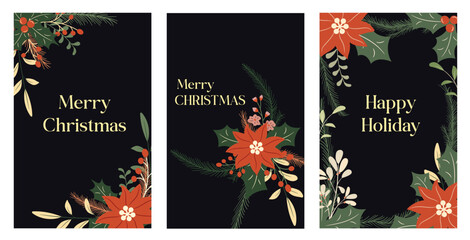 Christmas and Holiday Cards, Vector Illustration.