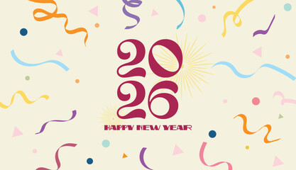 Happy New Year 2026, Vector Illustration.