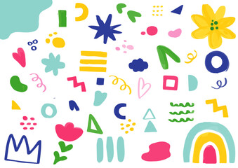 カラフルでポップな子供の落書き風イラスト素材