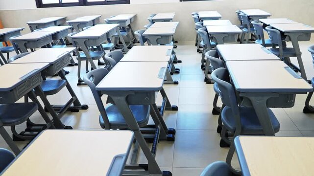Modern empty classroom in a Chinese school