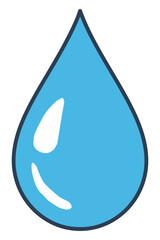 Simple blue water drop, representing purity and environmental conservation