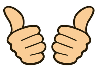 親指を立てている手のイラスト素材。サムズアップ。