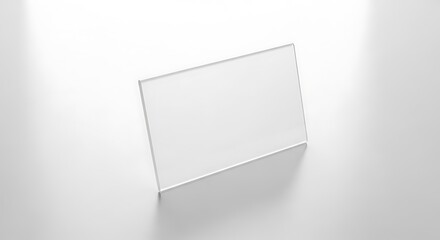 Minimalist Clear Acrylic Block on White Background with Soft Shadow