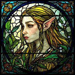 Stained Glass Mythical Elf