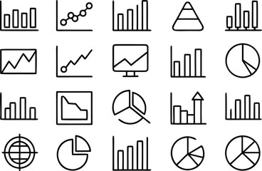 Diverse data analysis chart and graph icons set for business reporting