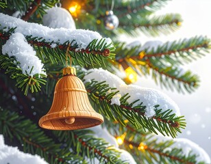 Realistic Close-Up of Decorated Christmas Tree with Ornaments and Lights — Festive Holiday Celebration Background