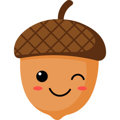 Cute Cartoon Acorn Character Illustration