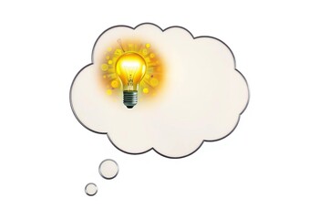 Thought bubble with a lightbulb illuminating an abstract concept, idea,  solution
