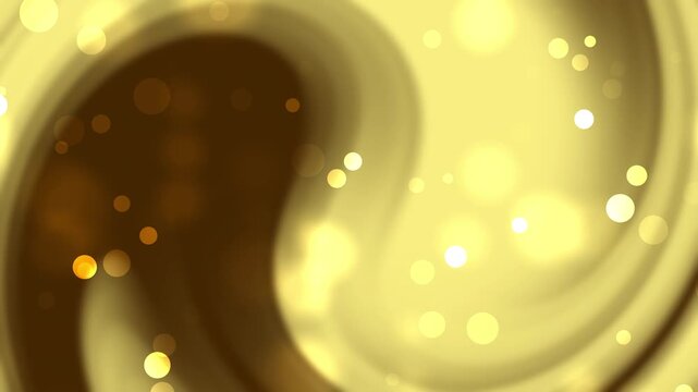Abstract bokeh golden swirls with bright glowing sparkling, elegant smooth patterns suitable for luxury branding, backgrounds, and decor designs.