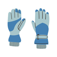 Sport gloves isolated on white background. Gloves design for active sport. Insulated gloves vector illustration for motocross, cycling and mountain biking.